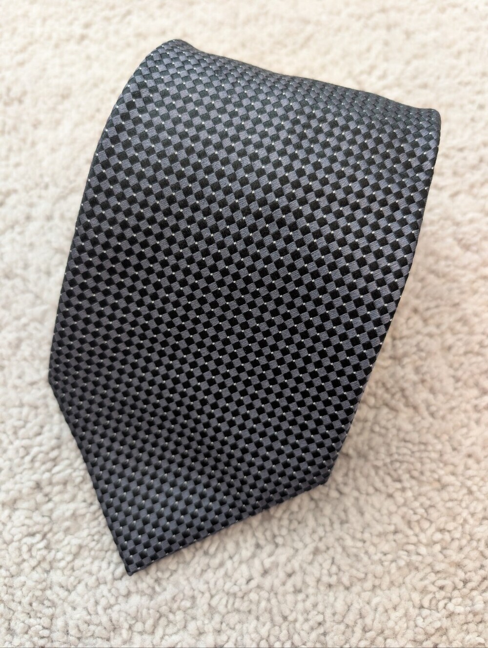 Donald J Trump Men's Signature Collection Tie Black & Silver Geometric Silk